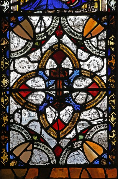 Fenster n4, Grisaille & St. Peter Emblem von English School