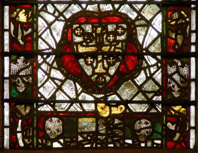 Fenster w42 mit Wappen und Rand von English School