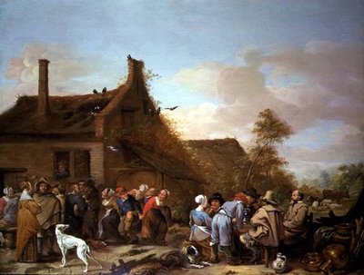 Bauern feiern vor einem Gasthaus von Erasmus de Bie