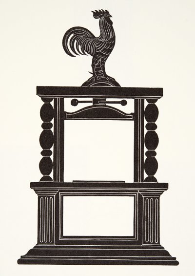Hahn und die Druckerpresse von Eric Gill