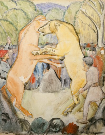 Pferdekampf von Erik Theodor Werenskiold