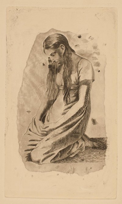 Kniendes junges Mädchen von Erling Eckersberg