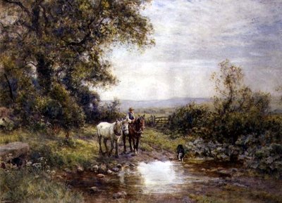 Pferde an einem Bach von Ernest Albert Waterlow