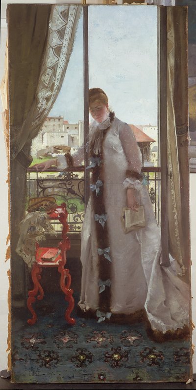 Frau an einem offenen Fenster, 1875 von Ernest Ange Duez