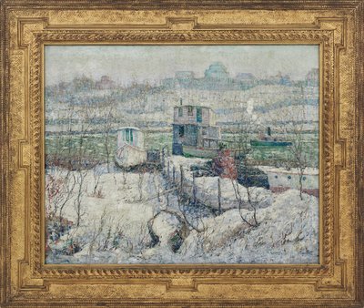 Bootshaus, Winter, Harlem River, ca. 1916 von Ernest Lawson