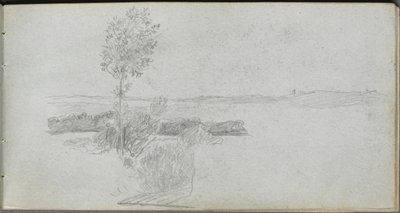 Skizzenbuch, Seite 28: Landschaftsstudie von Ernest Meissonier