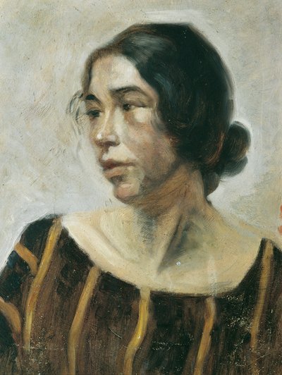 Dame in gestreiftem Kleid von Ernestine von Hüttenbrenner