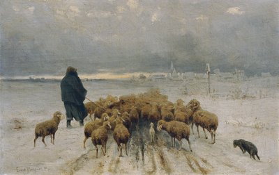 Heimkehrende Schafherde von Ernst Adolph Meissner
