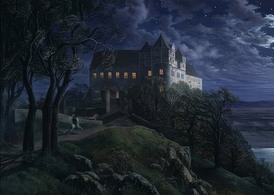 Burg Scharfenberg bei Nacht von Ernst Ferdinand Oehme