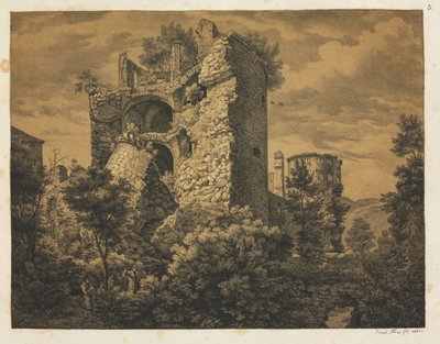 Sechs Ansichten des Heidelberger Schlosses: Turm, 1820 von Ernst Fries