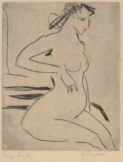 Weiblicher Akt sitzend, 1909 von Ernst Ludwig Kirchner