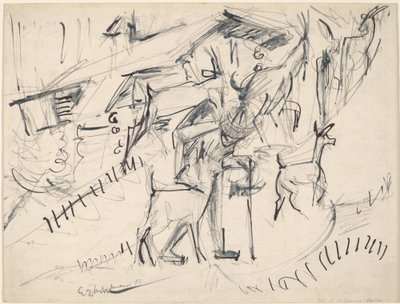 Ziegenhirt mit Ziegen, 1917 von Ernst Ludwig Kirchner