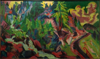 Arvenlandschaft mit Wasserfall von Ernst Ludwig Kirchner