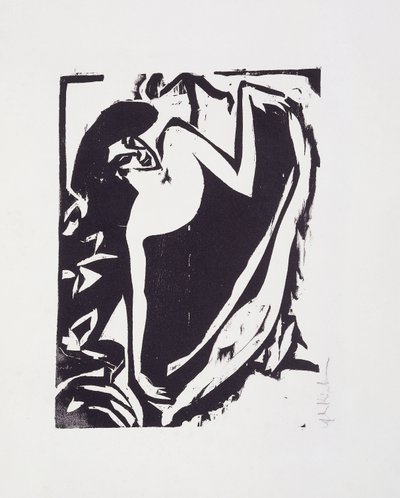 Tänzerin mit gehobenem Rock, 1909 von Ernst Ludwig Kirchner