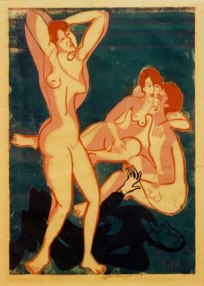 Drei Akte und liegender Mann von Ernst Ludwig Kirchner