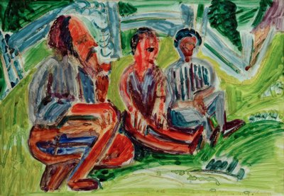 Drei Bauern auf der Wiese von Ernst Ludwig Kirchner