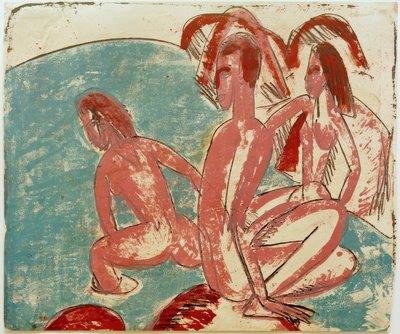 Drei Badende an Steinen von Ernst Ludwig Kirchner