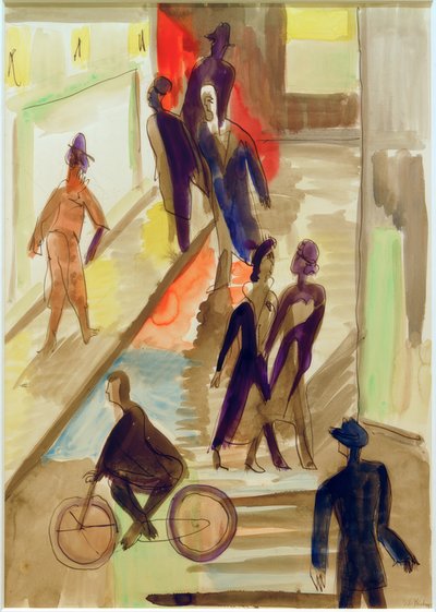 Straßenszene mit Fahrrad von Ernst Ludwig Kirchner