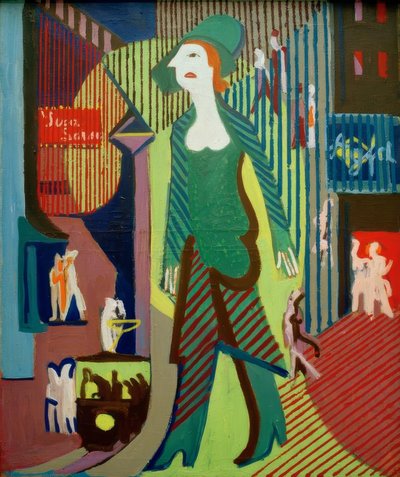 Frau geht über nächtliche Straße; Nachtfrau von Ernst Ludwig Kirchner