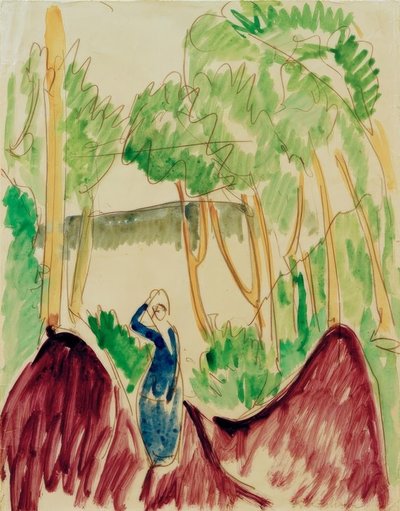 Frau in den Dünen auf Fehmarn von Ernst Ludwig Kirchner