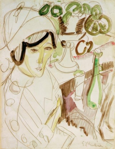 Frau mit rundem Hut (Erna) von Ernst Ludwig Kirchner