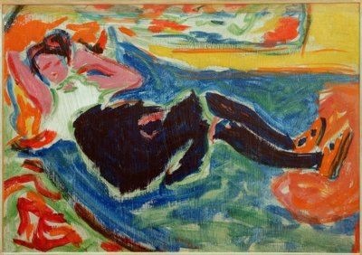 Frau mit schwarzen Strümpfen von Ernst Ludwig Kirchner