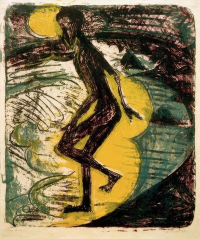 Ins Meer steigender Mann von Ernst Ludwig Kirchner