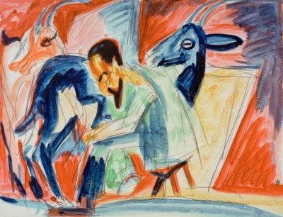 Melkender Bauer (Ziegenmelker) von Ernst Ludwig Kirchner