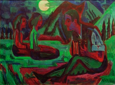 Mondnacht; Handorgler in Mondnacht von Ernst Ludwig Kirchner