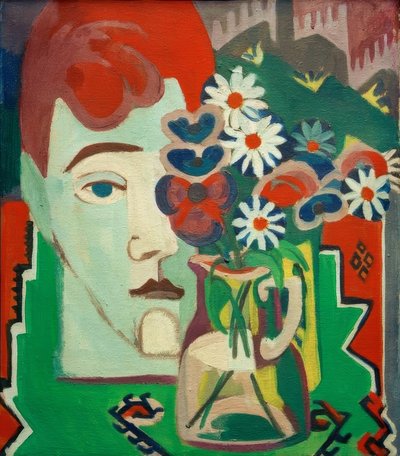 Müllerkopf mit Blumen von Ernst Ludwig Kirchner