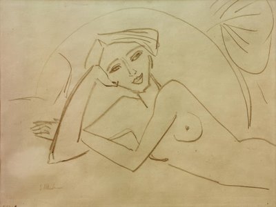 Nacktes liegendes Mädchen von Ernst Ludwig Kirchner