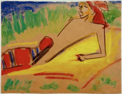 Ohne Titel (Fränzi, am Wasser liegend) von Ernst Ludwig Kirchner