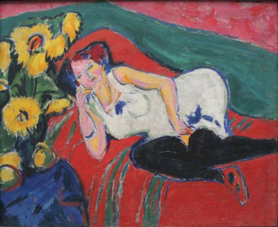 Ruhende Frau in weißem Hemd von Ernst Ludwig Kirchner