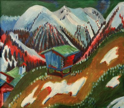 Schneeschmelze. Berglandschaft mit Alphütte von Ernst Ludwig Kirchner