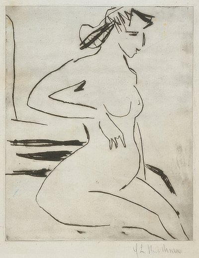 Schwangere nackte Frau, sitzend von Ernst Ludwig Kirchner