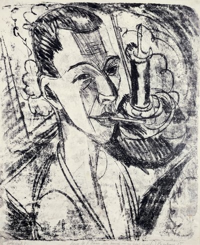 Selbstporträt mit Zigarette von Ernst Ludwig Kirchner