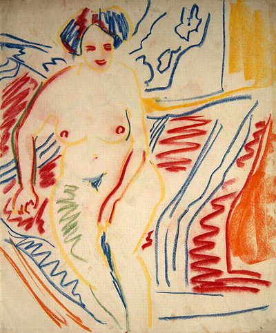 Sitzender Akt mit blauen Haaren von Ernst Ludwig Kirchner