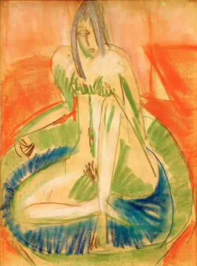 Sitzender weiblicher Akt in Tub von Ernst Ludwig Kirchner