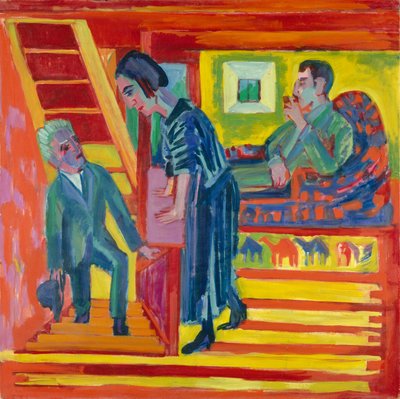 Der Besuch - Paar und Neuankömmling von Ernst Ludwig Kirchner