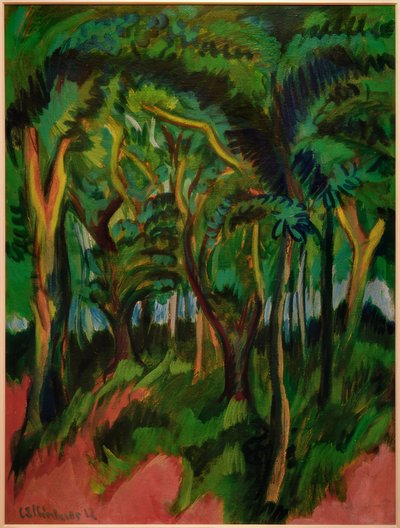 Waldinneres mit rosa Vordergrund von Ernst Ludwig Kirchner