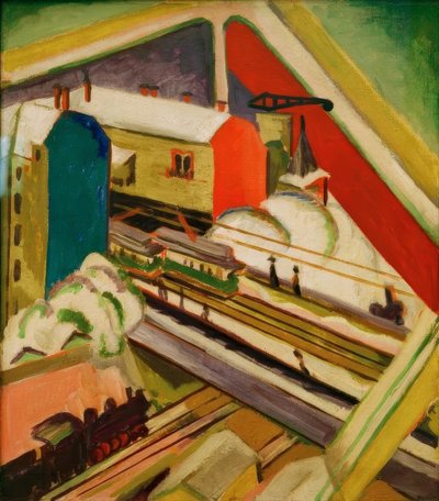 Wannseebahn, durch das Atelierfenster gesehen von Ernst Ludwig Kirchner