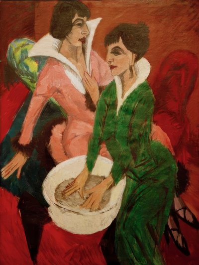 Zwei Frauen mit Waschbecken; Die Schwestern von Ernst Ludwig Kirchner