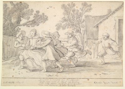 Jungen jagen ein Mädchen von Esaias van de Velde