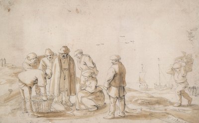 Fischhändler am Strand von Esaias van de Velde