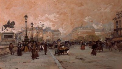 Eine Pariser Straßenszene von Eugene Galien Laloue