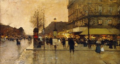 Eine Pariser Straßenszene von Eugene Galien Laloue