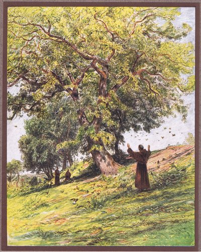 St. Franziskus predigt den Vögeln von Eugene Burnand