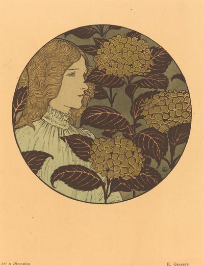 Rundporträt eines Mädchens von Eugene Grasset