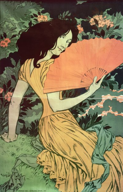 Frau mit einem Fächer, 1900 von Eugene Grasset