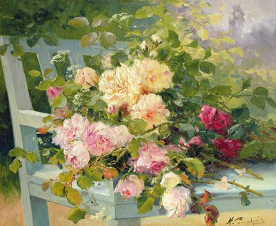 Rosen auf der Bank von Eugene Henri Cauchois